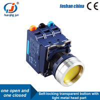 Huaqingjun bouton Transparent tête métallique jaune Led autobloquant interrupteur à bouton poussoir NO NC pour Module relais