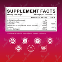 Poudre éclaircissante L-Glutathion Plus à marque privée OEM, Glutathion avec Vitamine C, Acide Hyaluronique, Biotine et Collagène Marin