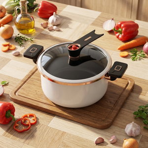 Marmite de cuisson multifonction 7L en émail avec couvercle en verre, pour soupes, ragoûts et bouillons d'os, compatible gaz et induction - Product Image 6