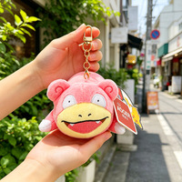 Pendentif en peluche Slowpoke, breloque de sac en forme de tête, porte-clés en peluche douce, poupée rose, cadeau pour enfants