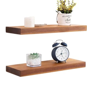 Wooden <b>Wall</b> <b>Shelf</b> 2 Tier Rectangle <b>Wall</b> <b>Mounted</b> For Bathroom Storage Display Rack - Product Image 1