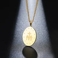 Kalung Medali Ajaib Baja Tahan Karat Kalung Santo Benediktus Oval Bunda Maria Kalung Santo Benediktus Perhiasan Katolik Hadiah