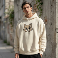 Sweat-shirt à capuche pour homme, motif dessin animé, crème, coupe ample, décontracté, style Y2K, streetwear pour l'automne