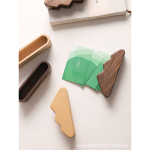 Porte-cartes de visite créatif en bois de noyer noir, support de cartes de visite en bois pour réception de bureau, présentoir de cartes de visite de table - Product Image 3