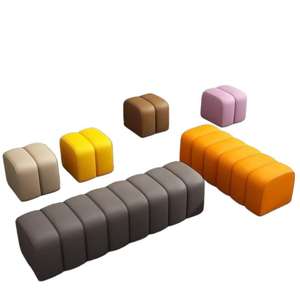 Caterpillar Shaped <b>Bench</b> Upholstered Storage <b>Bench</b> For <b>Bedroom</b> Entryway Living Room Comfortable <b>Seat</b> With Soft Padding - Product Image 5