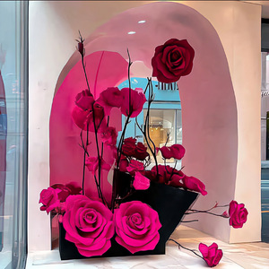 Décoration de mariage en forme de rose géante pour l'extérieur, ensemble de roses artificielles, grand centre commercial, rose géante en EVA, vraie rose - Product Image 6