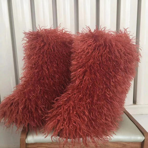 Chaussures colorées d'hiver en fausse fourrure de Mongolie fausses bottes en fourrure de <span class=keywords><strong>mouton</strong></span> d'agneau pour fille vente en gros - Product Image 3