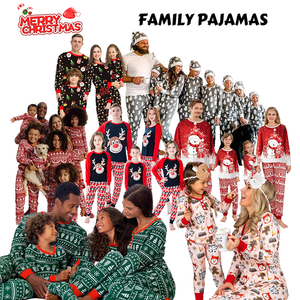 Ensemble de vêtements en coton personnalisés Pyjamas de renne sautant pour enfants Pyjamas de Noël longs en bambou pour garçons pour enfants - Product Image 1