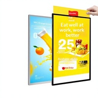 Boîte à lumière rectangulaire LED ultra-mince en alliage d'aluminium avec cadre coulissant, panneau d'affichage mural éclairé pour affiches et menus