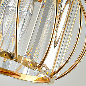 Luminaire de plafond semi-encastré en fer de style européen moderne E27 pour la maison, lampes de plafond en cristal dorées de luxe - Product Image 5
