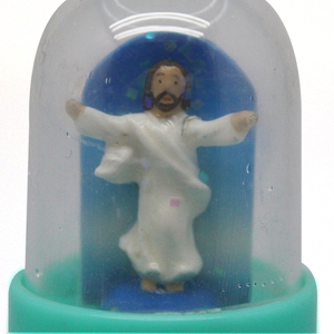 Tùy chỉnh Quà Tặng thủ công mới lạ Jesus tượng nhựa mini Keychain Quả cầu tuyết - Product Image 3