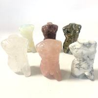 Handgeschnitztes Kristall-Kunsthandwerk Männlicher Torso Modell, Rosenquarz Nackter Männlicher Körper Torso Statue