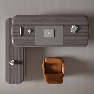 เฟอร์นิเจอร์สำนักงานหรูหรา โต๊ะทำงานผู้บริหารรูปตัวแอล พร้อมเก้าอี้ โต๊ะทำงานประธานบริษัท - Product Image 3