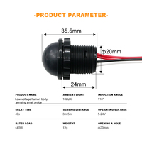 Probe Detektor Gerak PIR Lubang Terbuka 20mm Terintegrasi DC5-24V 110 °   Lampu LED Kontrol Otomatis Sudut Sensor untuk Lemari Pakaian