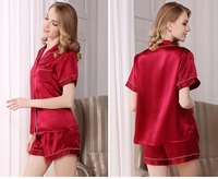 Pyjama court en soie pour femme, nuisette sexy, vêtements de nuit, tenue d'intérieur
