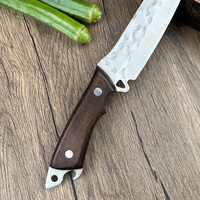 Couteau à viande mongol portable d'extérieur Cueillette d'os Fruits Coupe à main Barbecue Couteau de vente Manche en bois en acier damas