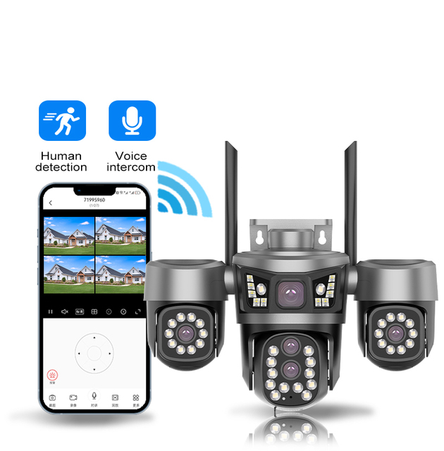 IP66 Waterproof 4G Solar Security Camera 8MP Auto Tracking PTZ Two-Way Audio Talk PIR Alarm SD/Cloud Storage for Farm/Ranch/Home