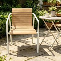 Ensemble de table et chaises d'extérieur en alliage d'aluminium avec chaises en bois plastique anti-corrosion et table ronde pour cour, jardin, balcon