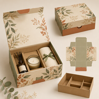 Carton pliable Eco Kraft pour emballage de savon et de bougies avec ligne de découpe plate et fermeture à rabat, finition tactile, pliable