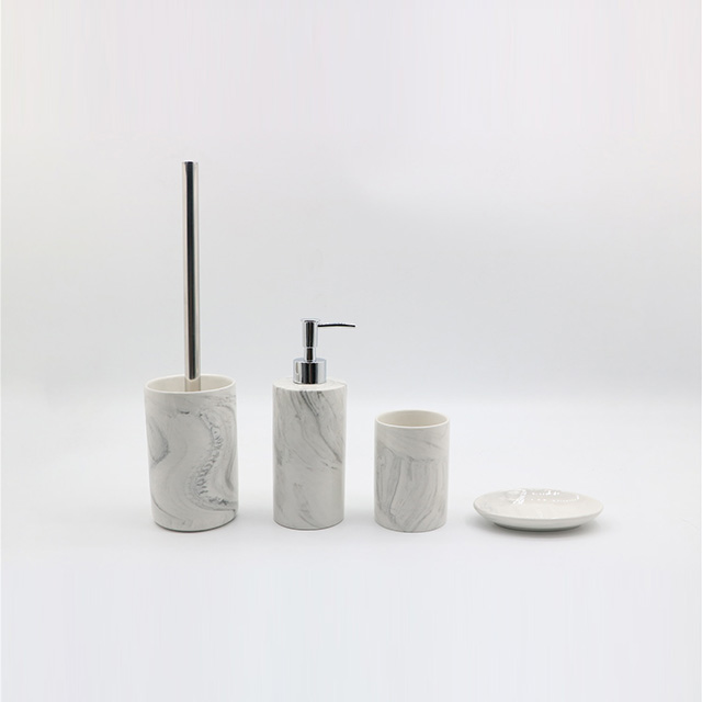 Luxury bathroom accessories modern decoration 4pcs bath accessories set Marble Design Bathroom Accessory Set