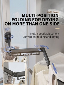 Giá phơi đồ gấp gọn tiết kiệm không gian ngoài trời bằng kim loại gắn tường, chất liệu nhôm nhựa - Product Image 3