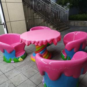 Candyland decoración de fibra de vidrio helado silla cono estatua de sillas y Mesa para el parque temático de la decoración - Product Image 3