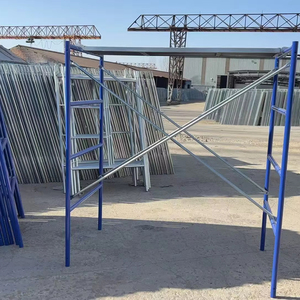 Système d'échafaudage en acier galvanisé à cadre en H avec échelle traversante, plateforme d'échafaudage robuste pour la construction et le soutien de bâtiments - Product Image 1