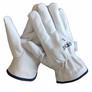 Guantes de trabajo de cuero de cabra blanco, alta calidad, para invierno, abrigados, con logo personalizado - Product Image 1