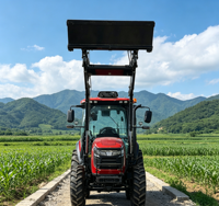 Tracteur agricole HANYE 75HP 4x4 avec moteur diesel Yunnei, chargeur frontal, climatisation, cabine, longue durée de vie, haute performance