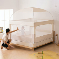Leichtes, umweltfreundliches, multifunktionales, faltbares Babybettgitter mit Reißverschluss, Moskitonetz und Baldachin für Kleinkinderbetten – sicher für Babys und Kleinkinder