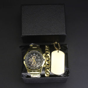 3pcs a <strong>Set</strong> Fashion Eagle Necklace Quartz <strong>Watch</strong> Bracelet Jewelry Classic <strong>Geneva</strong> Waterproof <strong>Watches</strong> <strong>Set</strong> for Men With Gift Box - Product Image 4