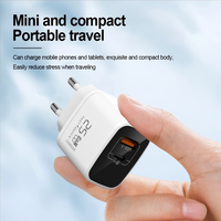 Adaptateur secteur USB C GaN 25W, chargeur mural super rapide 2 ports PD+QC pour iPhone, tablettes, téléphones portables