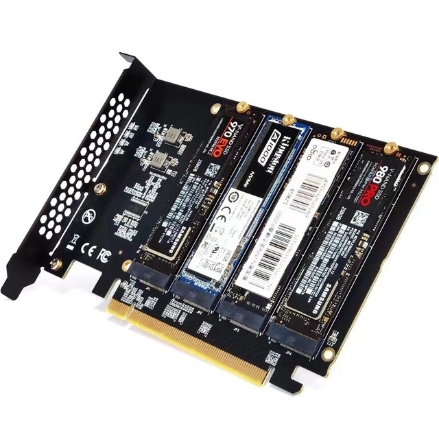 PCIe to NVME 4 bays m.2 M Key SSD to PCIe x16 adapter card signal splitting array card