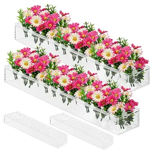 Home Decoração Casamentos Rose Flower Boxs Limpar Retangular Acrílico Vaso