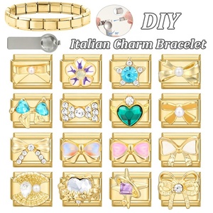 Módulo de Dijes Dorados Elegantes y Creativos para DIY, Brazalete de Acero Inoxidable Galvanizado Estilo Europeo, Personalizable y Dulce - Product Image 4