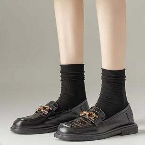 Women's Summer Thin Black Slouch <b>Socks</b> Ice Silk Cooling Knee High Solid Color Nylon <b>Socks</b> - Product Image 1