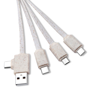 Cadeau bon marché Câble de charge Usb personnalisé 4 en 1 Kit de chargeur multi-téléphone Carré bambou 4 en 1 Câble de charge porte-clés - Product Image 6