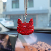 JingBo GS-002 Charme animalier en forme de chat, entièrement orné de strass et de cristaux étincelants, avec nœud, pour poignet ou poignée de porte de voiture - Européen
