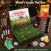 Coffret cadeau de calendrier de l'avent de Noël pour le golf avec 24 accessoires de golf, boîte de compte à rebours imprimée pour les golfeurs, cadeau de Noël