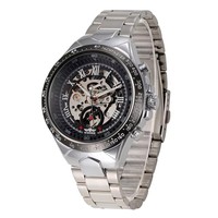 WINNER Montre-bracelet automatique mécanique pour homme, design squelette doré, en acier inoxydable, style rétro