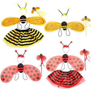 Set Ali da Ape Unisex per Bambini, Costume da Angelo o Coccinella Giallo-Rosso per Spettacoli Teatrali - Disponibile - Product Image 1