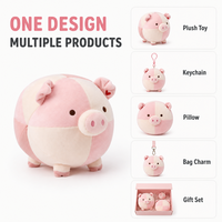 Jolie Peluche Cochon Rose Patchwork Personnalisée, Jouet en Peluche Doux et Rond, Figurine Cochonnette, Cadeau Décoratif, Faible MOQ, Service OEM ODM, Direct Usine