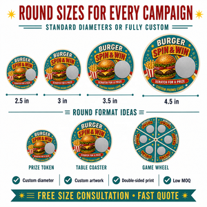 Autocollants de sécurité pour cartes à gratter de haute qualité, personnalisés pour jeux de récompenses sur le thème des burgers, pour les grandes ouvertures et les promotions - Product Image 4