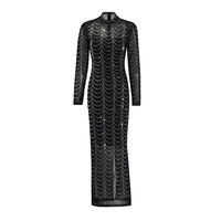 Robe Femme Nouvelle Collection Automne 2026 Col Montant Manches Longues en Maille Cloutée – Vente en Gros pour Boutiques