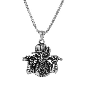 Yunnique – collier avec pendentif chat en acier inoxydable, Style rétro Punk, bijoux à la mode pour hommes, chaîne de 60cm, couleur argent - Product Image 5