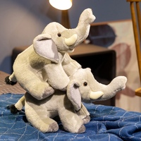 Peluche d'éléphant simulée, jouet en peluche animal, mascotte de zoo, souvenir, produit personnalisé, peluche d'éléphant gris à grandes oreilles pour bébé