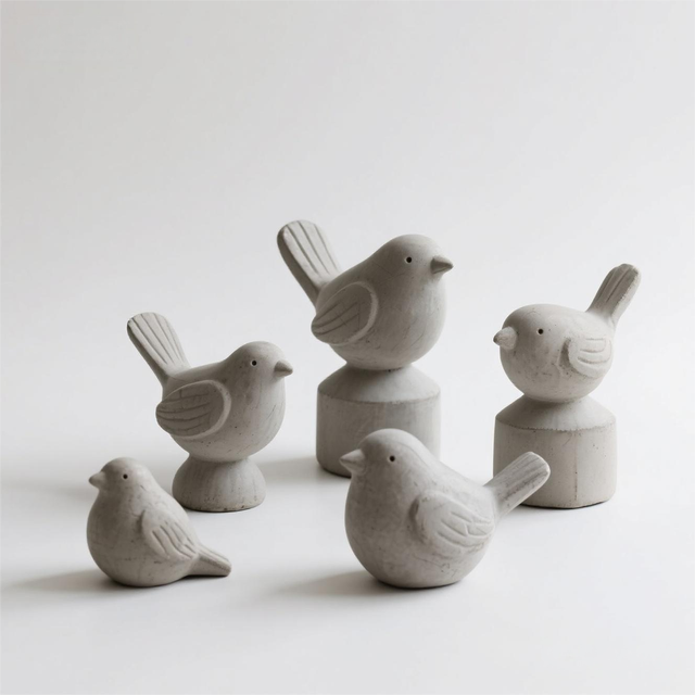 Custom Modern 3D Robin Bird Cement Figurine-Eco-Friendly Durable Outdoor Garden Decoration OEM/ODM Services Branch Perch