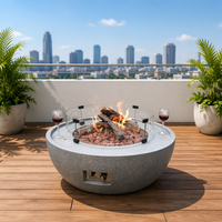 Table de foyer au gaz ronde en GFRC pour chauffage extérieur de jardin/patio avec BTU55000-65000