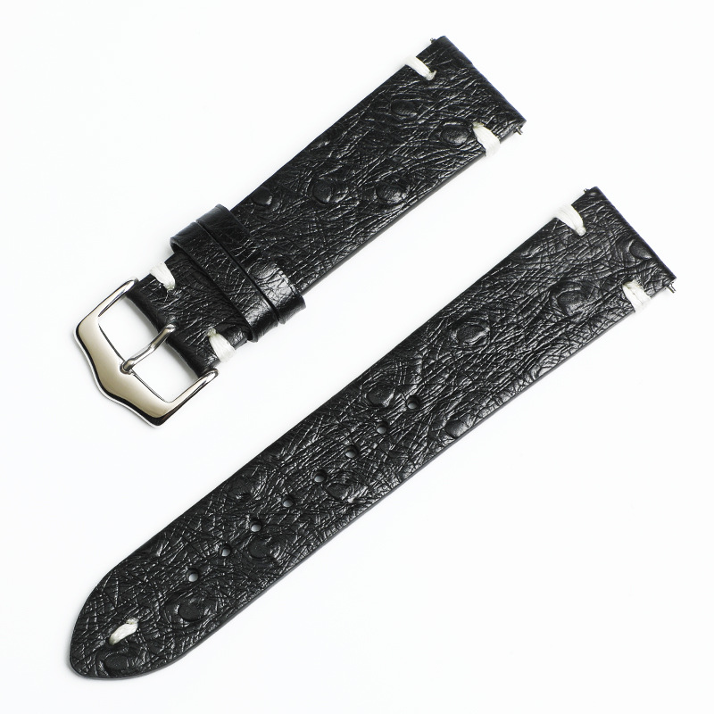 Lionorm Factory Selling Ostrich Pattern Quick Release Full Grain Watch Straps Leather 20mm 22mm Luxury Smart Watch Bands