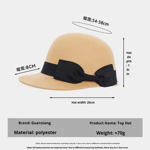 Nuevo Sombrero de Montar para Mujer Otoño-Invierno, Sombrero de Fieltro Retro con Lazo a la Moda - Product Image 3